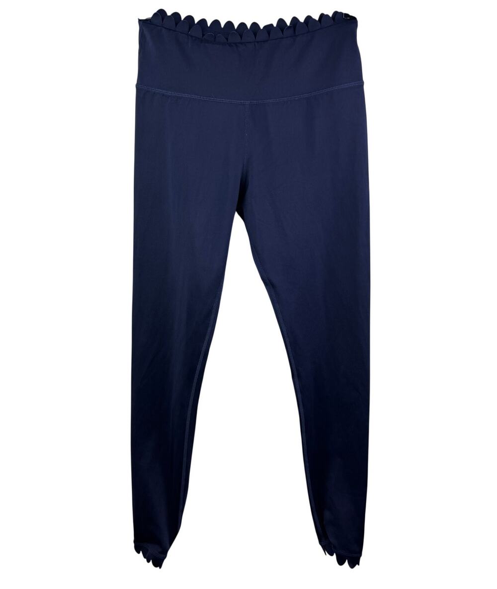 Electric Yoga Navy Blue Legging Stretch Scallop High-Waisted Pull-On Sz M Medium